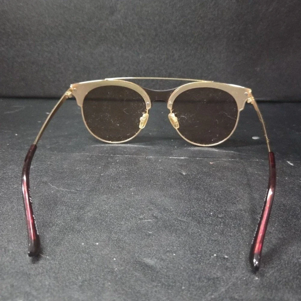 Donna Rose Gold Double Bridge Round Sunglasses DN358 Brown Tint Glitter Detail